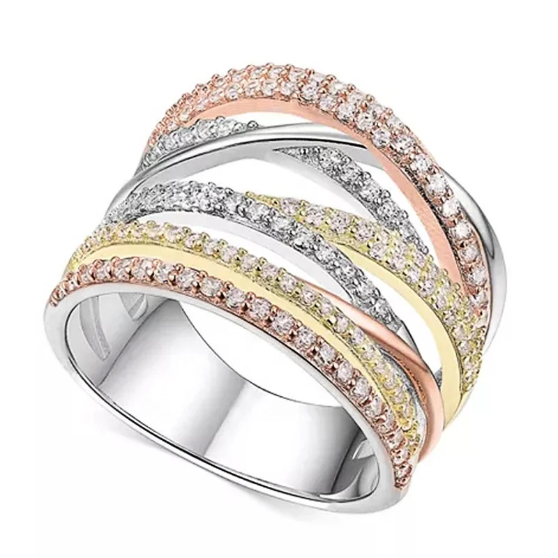 

Romantic 3 Metallic Colors Fashion Cross Women Finger Ring Party Versatile Style Daily Wearable Female Rings New Jewelry