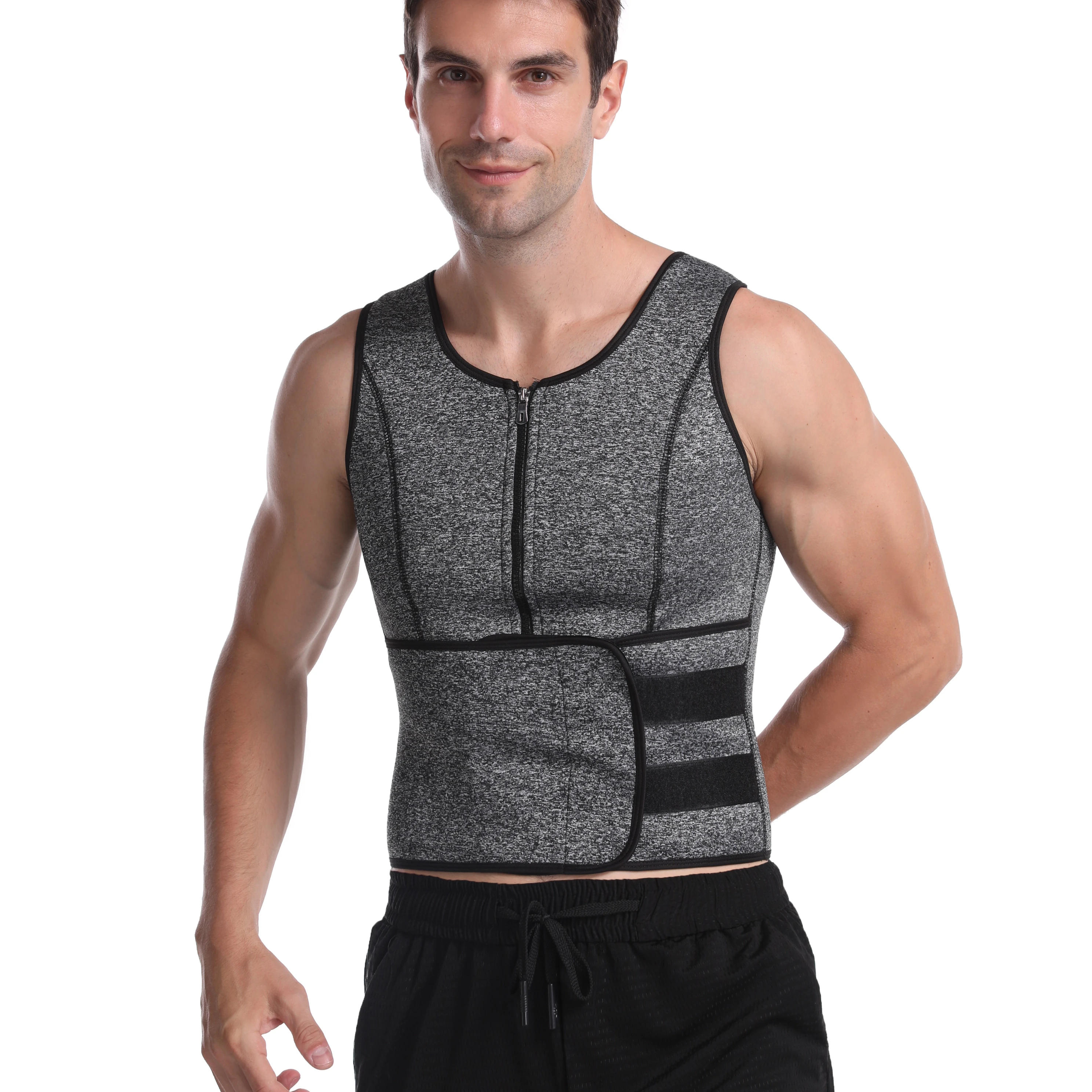 

Slimming Sweat Sauna Suits Weight Loss Shapewear Neoprene Corset Waist Trainer Shaper Sauna Vest Men, Black,grey