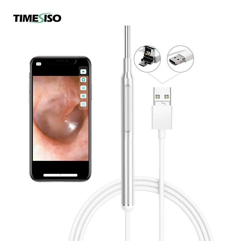 

Professional Factory 3.9mm 1.3 Megapixel Silver Color Rigid Endoscope Wax Remover Ear Otoscope Camera for Android
