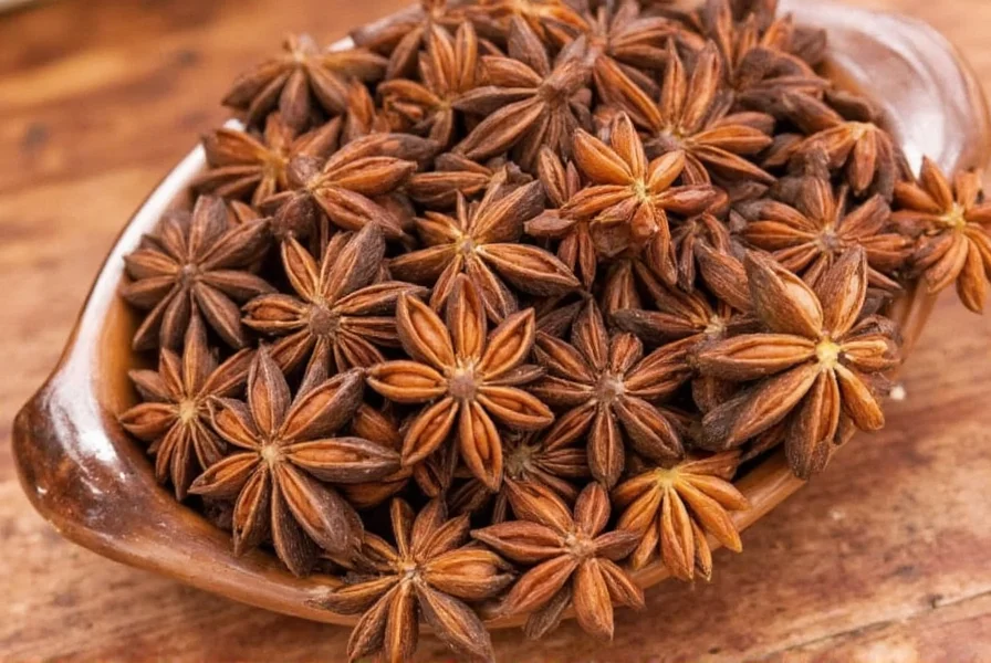 Star anise and common spice substitutes arranged on wooden table