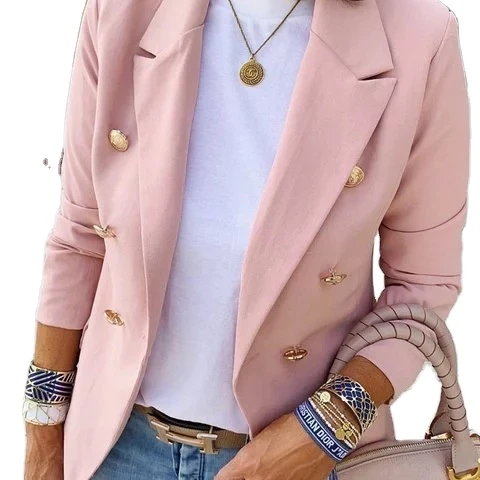 

HIgh Quality Thin Blazer Jacket Female Work Office Lady V-neck Suit Casual Tops