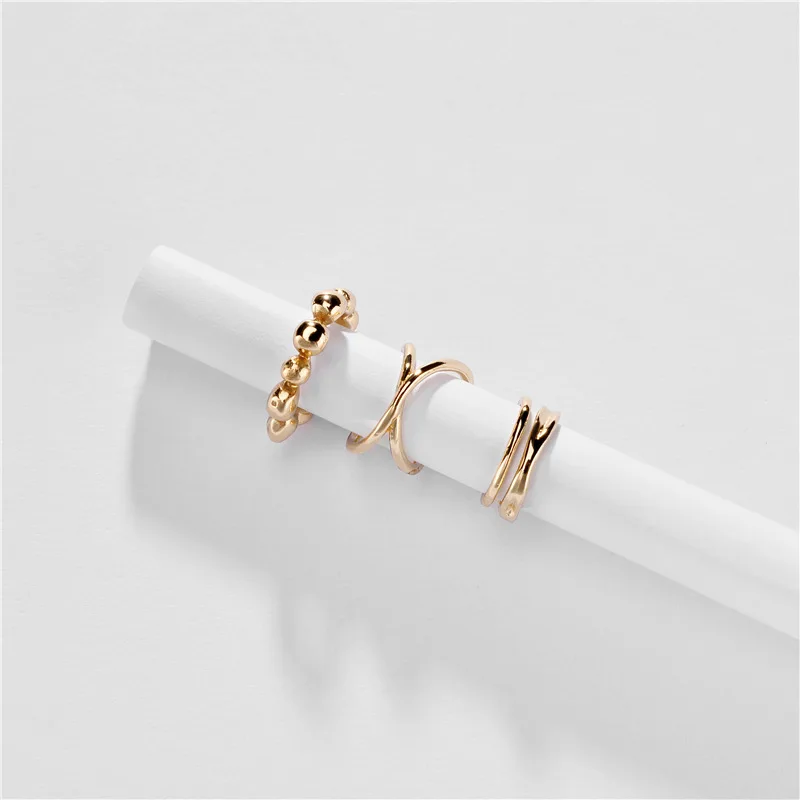 

JUHU New fashion simple style earrings gold geometric earrings metal alloy jewelry three-piece set for women