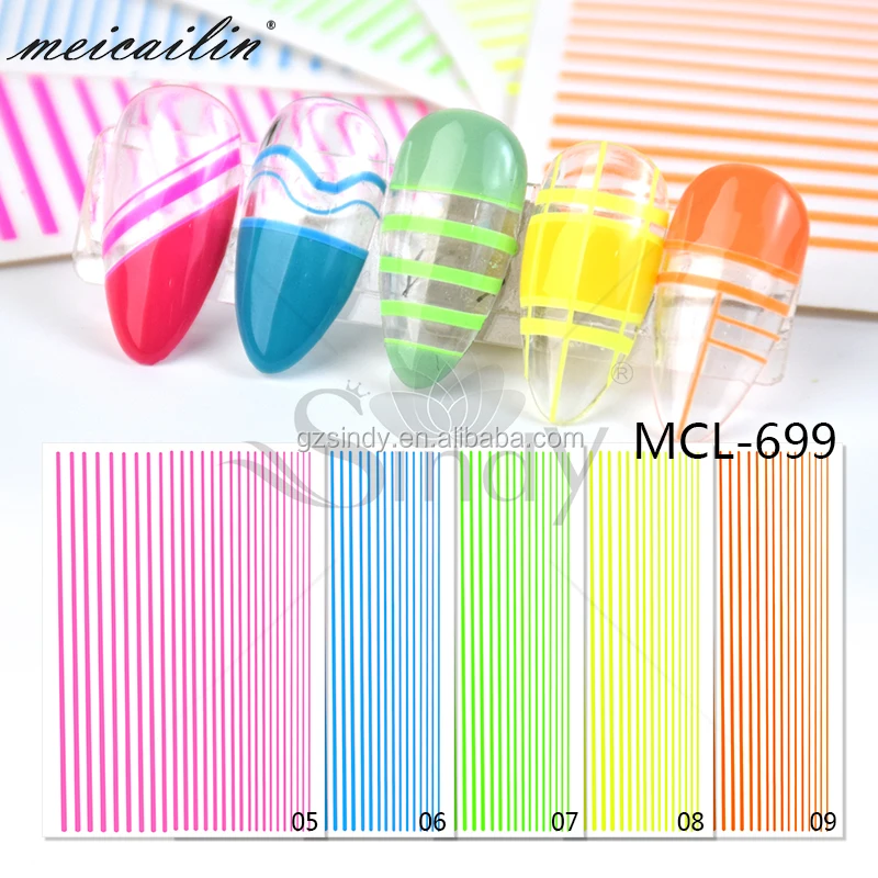 

Colorful Striped Tape Line 3D Nail Art Adhesive decals Sticker, As the picture