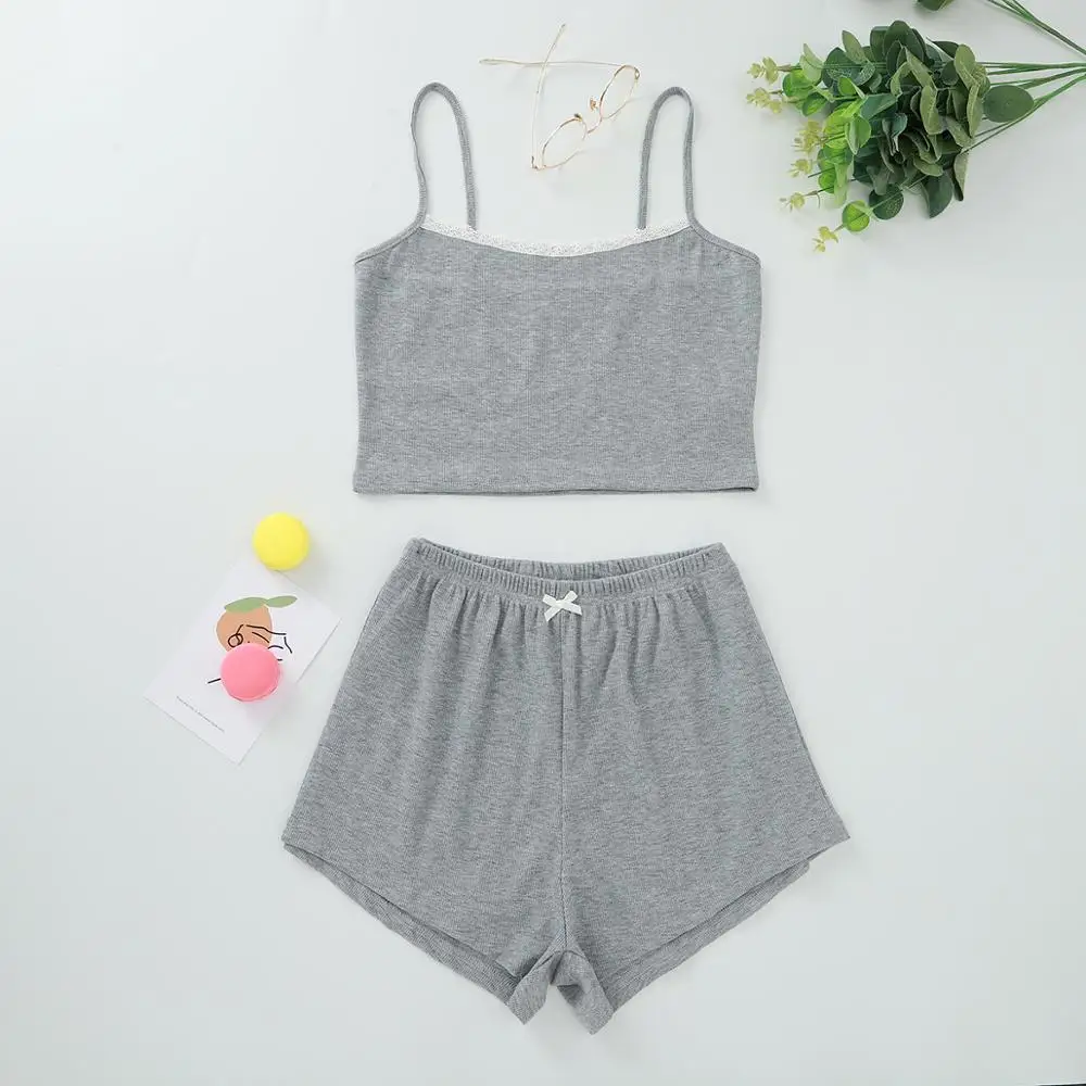 

new coldker Two Piece Set Pyjamas Pattern V Neck Night Sleepwear Home Suit Autumn