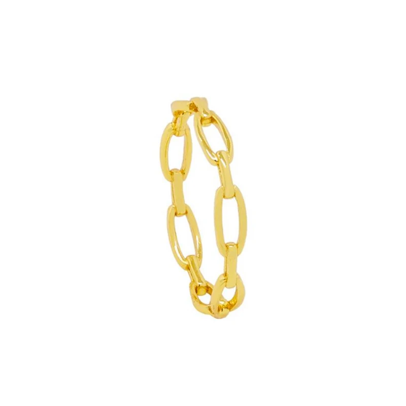 

S925 sterling silver simple ins personality ring lock chain glossy ring