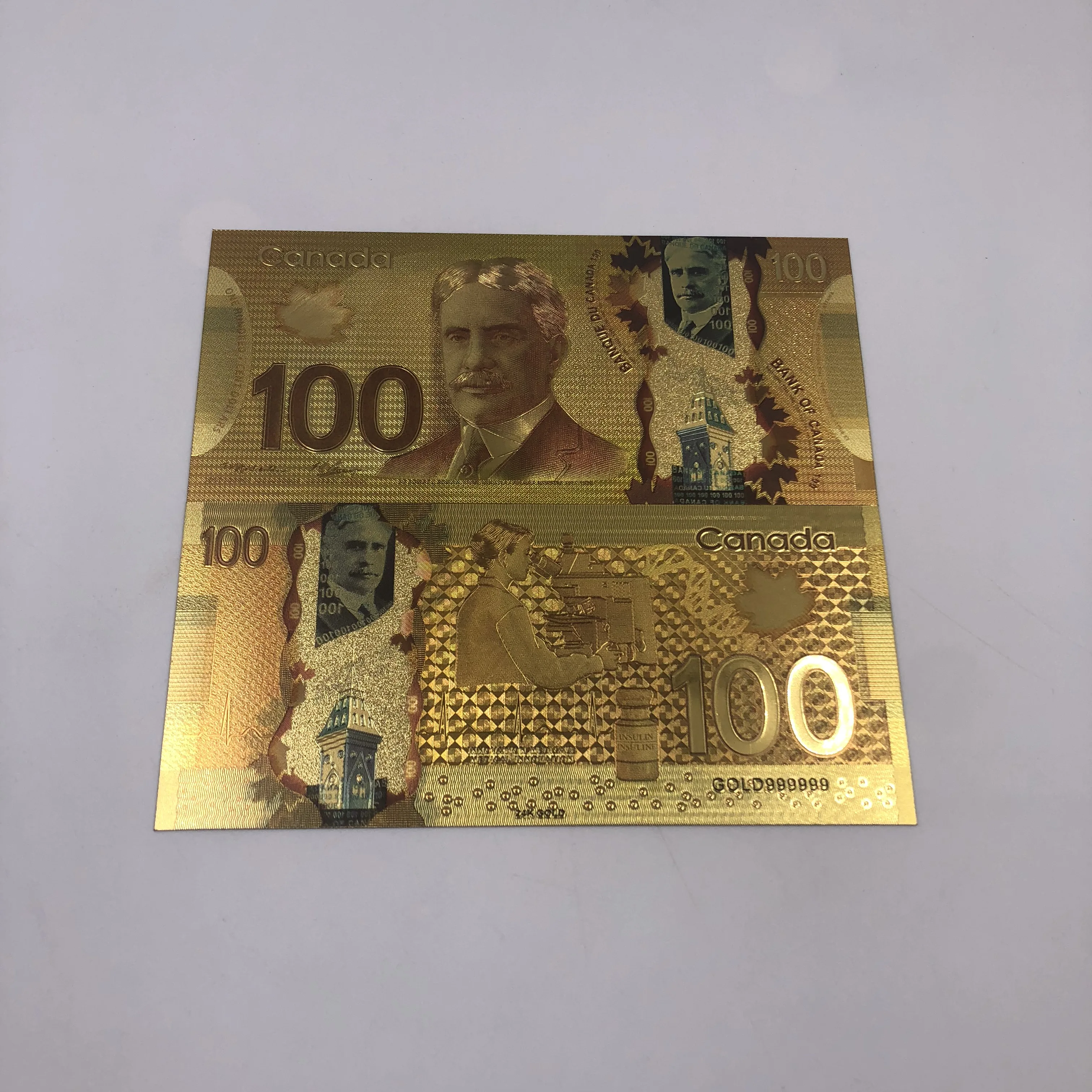 

Colored Canadian 100 dollar money collection CAD 100 gold foil plastic Canada banknote