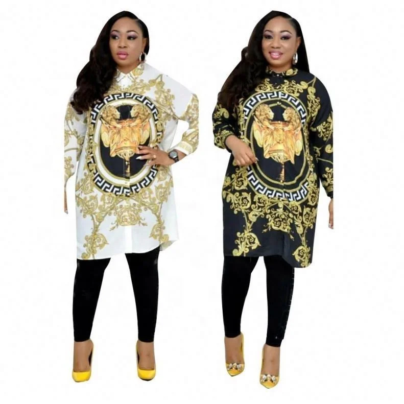 

cheap women polo neck long sleeve animal print patterns african dress