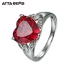 4.5 Carat 925 Sterling Silver Red Heart Solitaire Rings For Women Wedding Engagement Jewelry