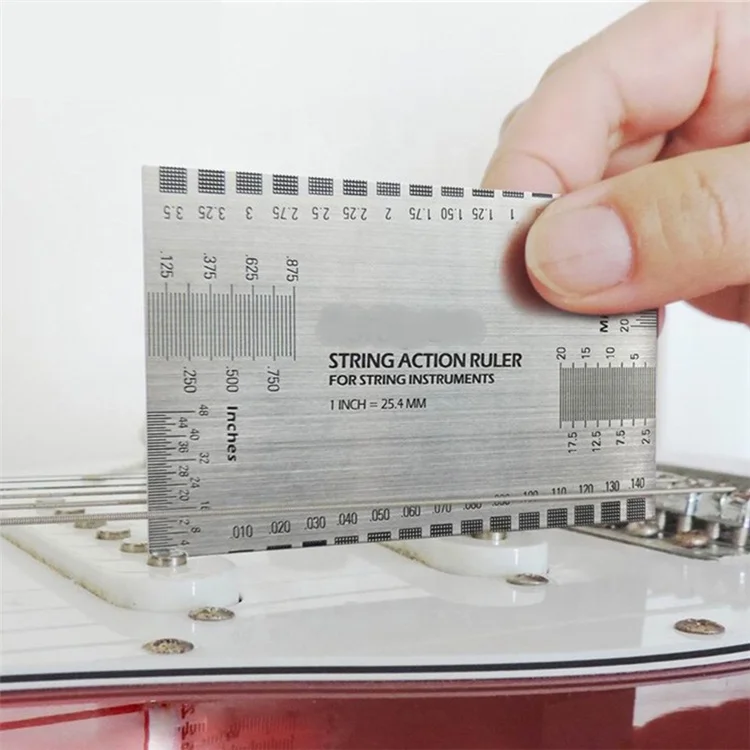 

Stainless Steel Scale Rulers Etching Guitar Stringed Instruments String Action Gauge Ruler, Silver