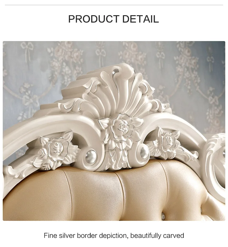 French Wooden Timber Queen Size Leather Modern Bed Frame Furniture 