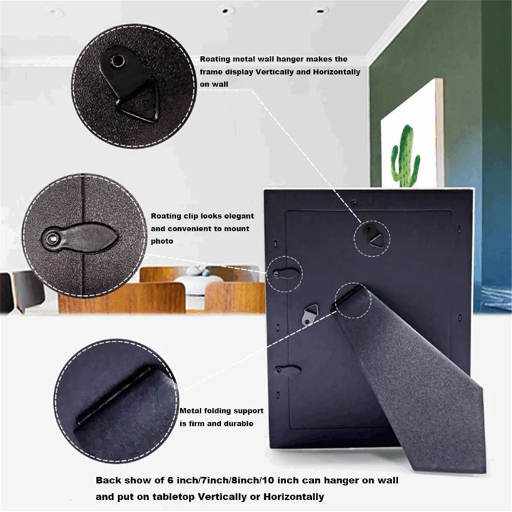 Vintage portrait picture frames 5x7 tabletop wall mountable home decor hot sale custom digital photo frame wood