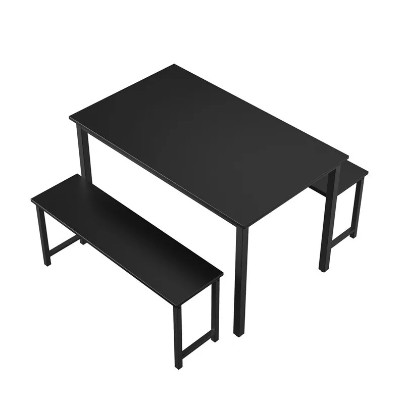 

Dining Table With Bench Amazon 3Pcs Dining Table Set Benches Wooden Desk Kitchen Dining Room Furniture Set, Black