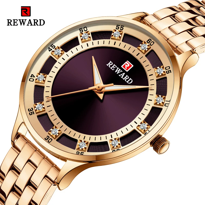 

REWARD RD21003L 2019 New Luxury Lady Dress Watches Brand Crystal Diamond Women's Quartz Watches Full Steel Waterproof Clock