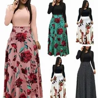 

Autumn Winter Women Fashion Long Sleeve Dress Floral Printed Loose Dresses