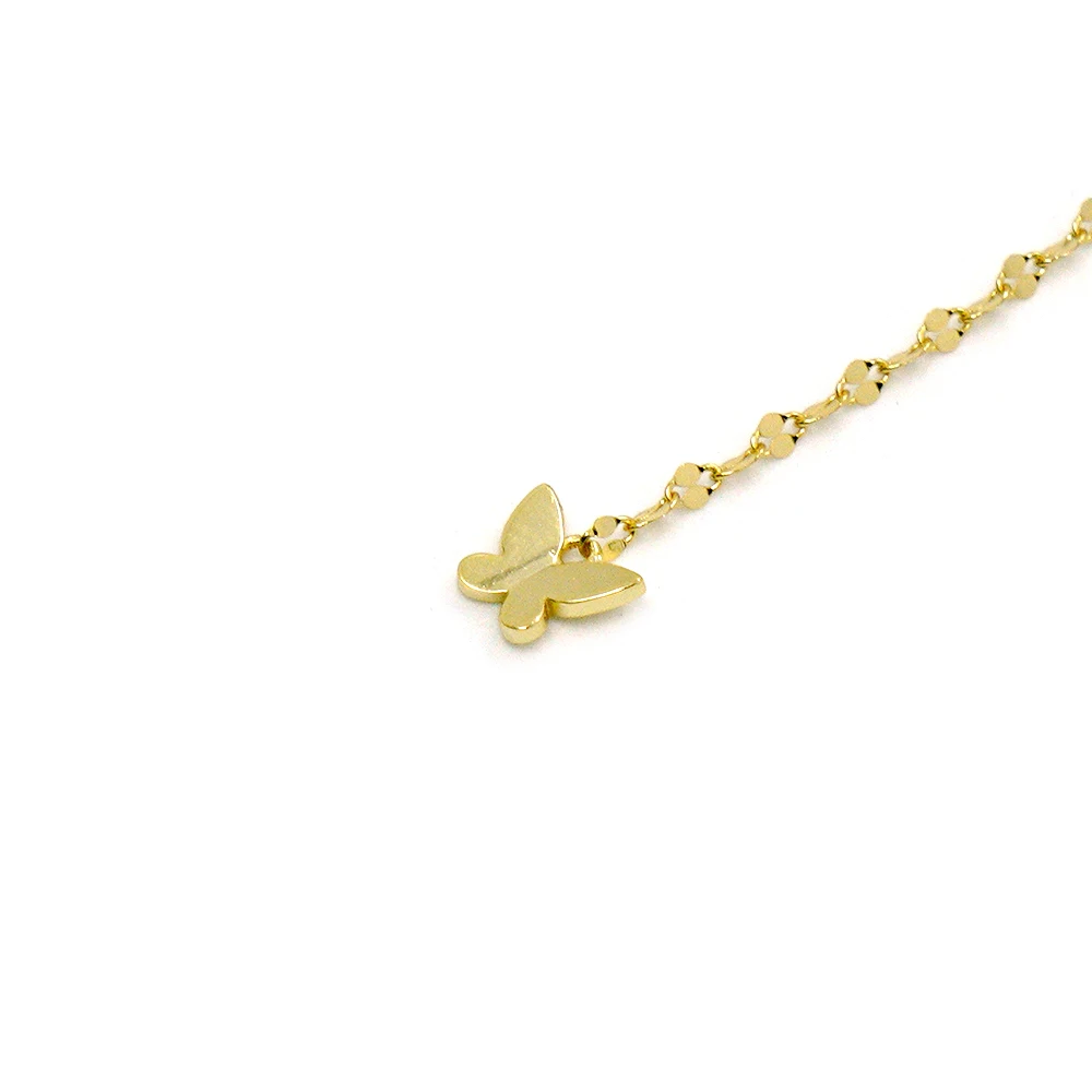 

Noble ornate gold women butterfly pendant necklace
