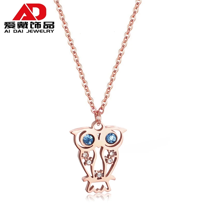 

Sen series sweet diamond-studded owl titanium steel necklace clavicle chain female rose gold net red jewelry can be issued on be