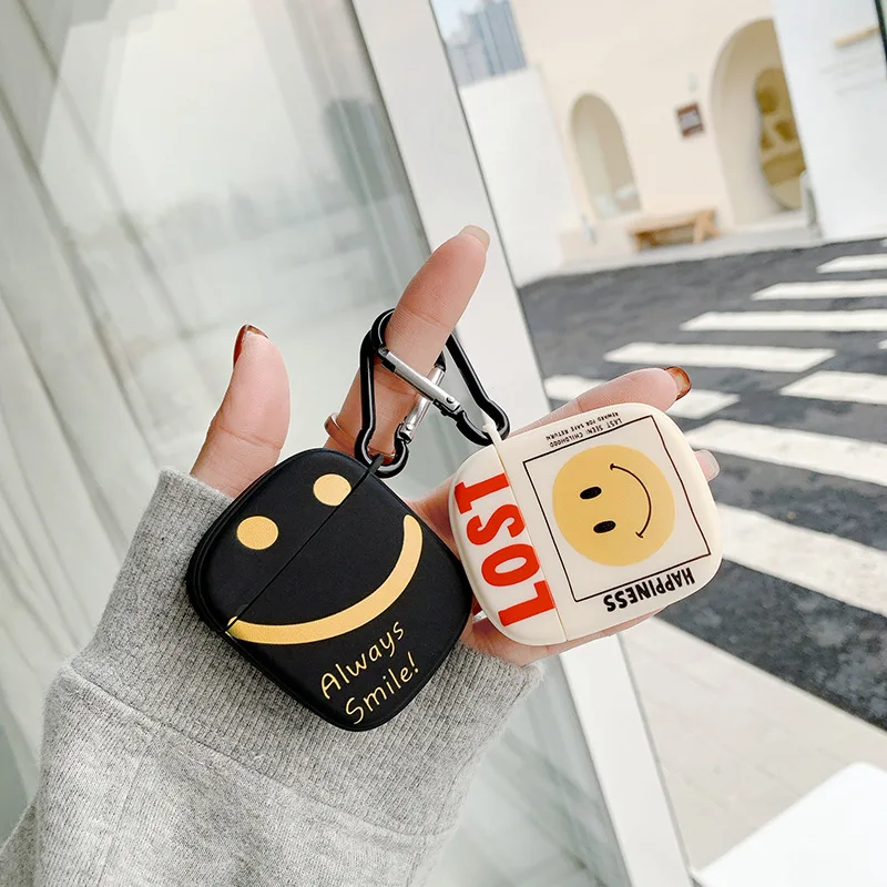 

2021 Cartoon Cute Smile Silicone Case For Airpods Pro Case Designers Soft Earphone Headphone Cover For Airpod Case 2, Orange, pink, red, yellow, green, creamy white, blue