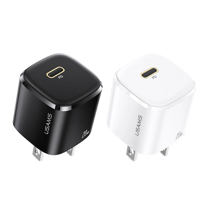 

Usams CC136 Factory 20W Charger Wholesale Mini PD Fast Charging Charger 20w US Wall Charger For Mobile Phone/Tablet, Black/white