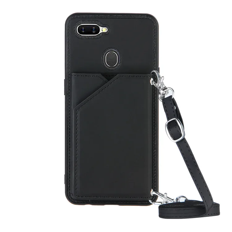 

Card Wallet With Long Rope Crossbody bag Flip Leather Stand Case Cover For OPPO A7 A5S A12