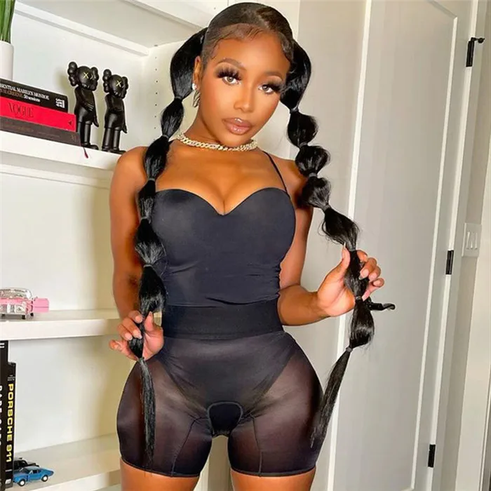 

M687-sexy club see through mesh bodysuit two piece short set women summer 2022