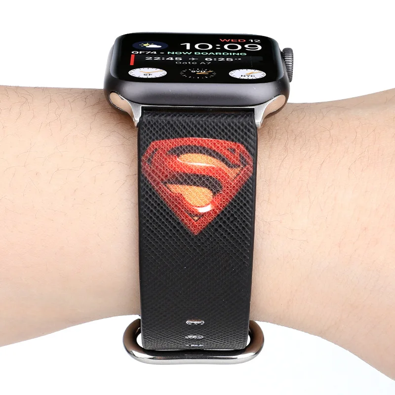 

Free Shipping Superhero Superman Genuine Leather Band for Apple Watch Bracelet for iWatch, Colorful