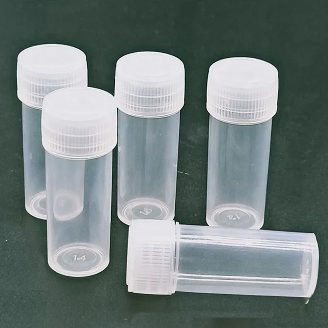 
5g plastic transparent small medicine bottle with lid, sealable 5ml storage container 