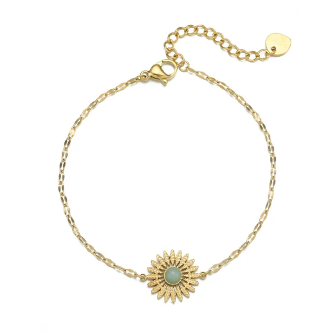 

Waterproof Fashion Jewelry Retro Style Popular Stainless Steel Gold Flower Women Bracelets