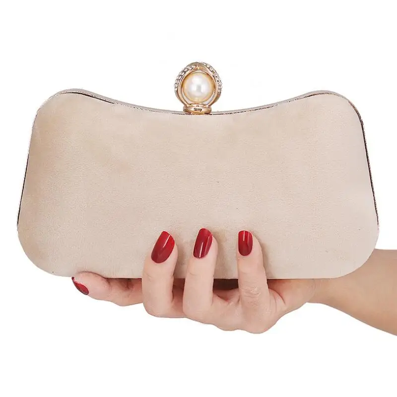 

Latest product vintage fashion party evening bag women velvet purse clutch bag with pearl lock, Purple,red,black, blue,khaki, customized color