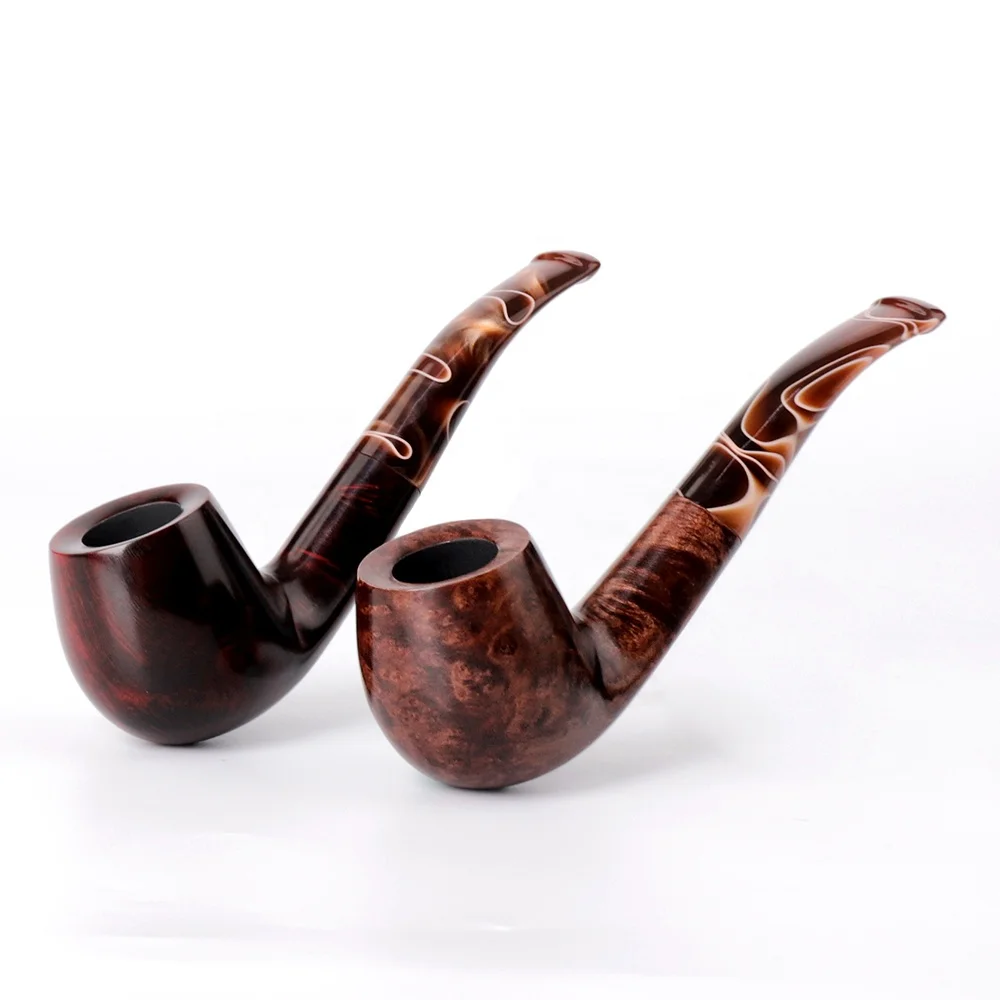 

Premium Natural Briarwood Grain Tobacco Pipe Handmade Colorful Pipe Stem Traditional Smoking Pipe, As picture