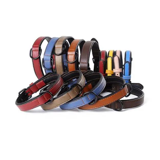 

New Model Adjustable Good Quality PU Leather Multiple Colors Pet Dog Collar For Dog Products