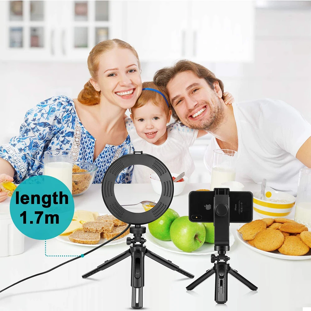 

Supplier customized cheap mini soft foldable dimmable selfie 6 inch led ring light photography with desktop stand