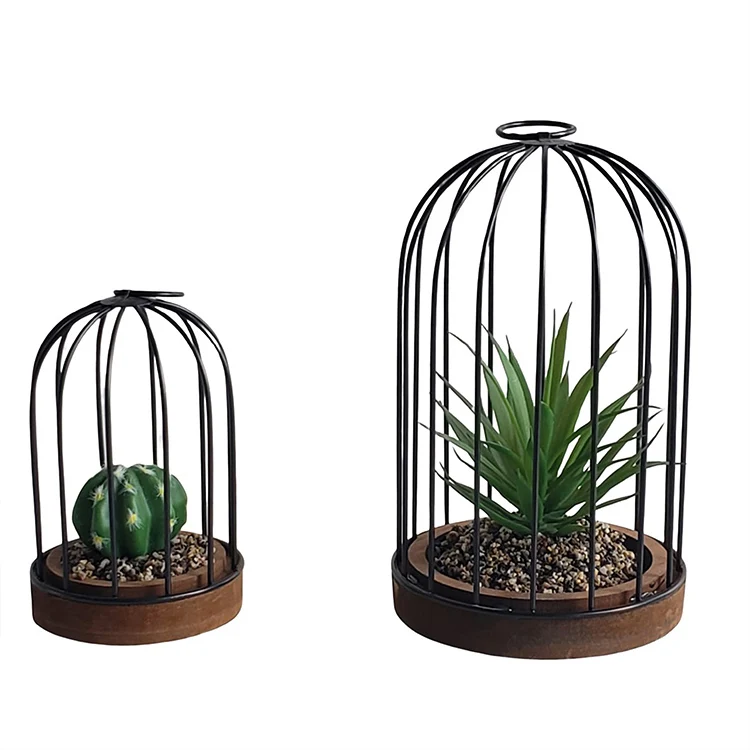 

Set of 2 bird cage artificial flower home decoration home accessories, Black