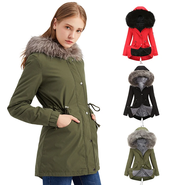 

Winter Warm Clothes Hooded Jacket ,Thicken Cotton Army Green Winter Coat , Long Down jacket Parkas for Women