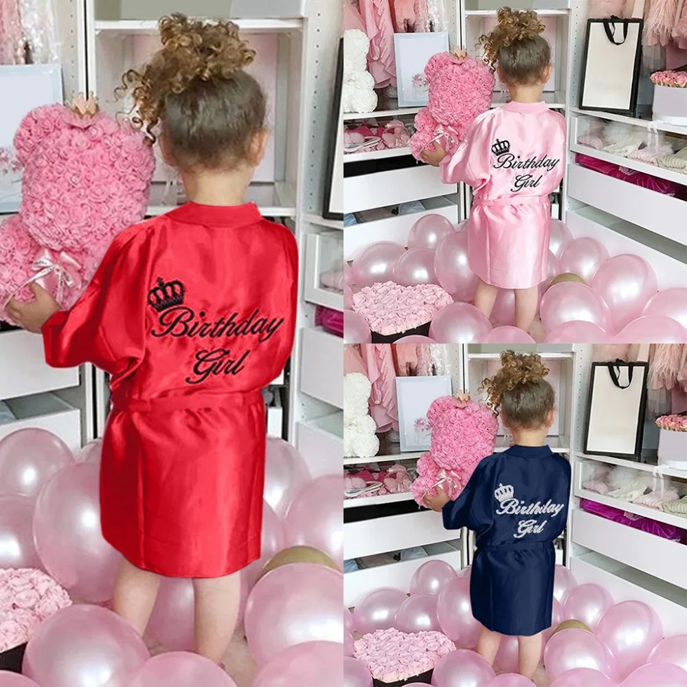 

Princess Print Sleepwear Satin Bath Robe For Kids