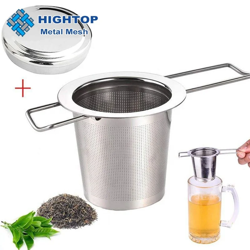 

Mesh Tea Infuser Filters with Lid 2 handles Reusable Stainless Steel Tea Strainer