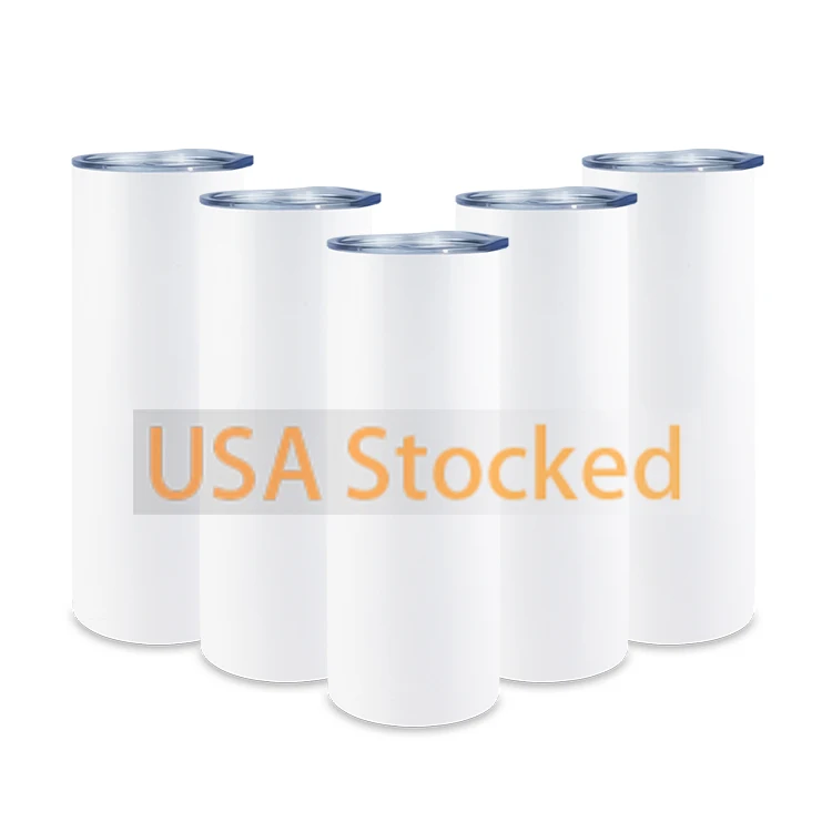 

Lylian Wang USA warehouse 12oz 15oz 20oz 22oz 30oz insulated cups stainless steel sublimation blanks straight tumbler with straw, White
