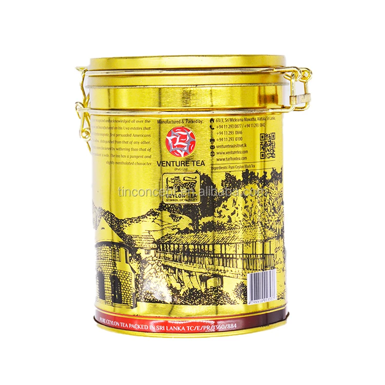 Factory Supply Gold Hinged Lid Copper Tea Tins For Storage