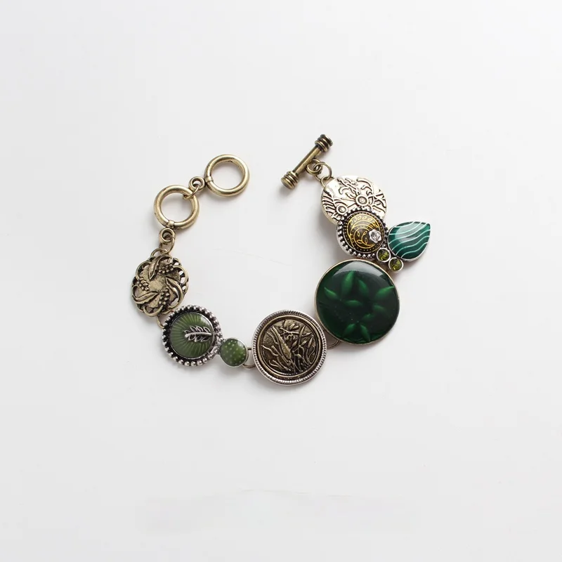 

Ladies Bracelet Folk Style Green Dripping Oil Retro New Marking