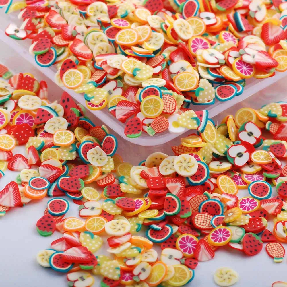 

New Fruit Polymer Clay Slices Sprinkles DIY Nail Art Slime Supplies Charms, Many designs can choose