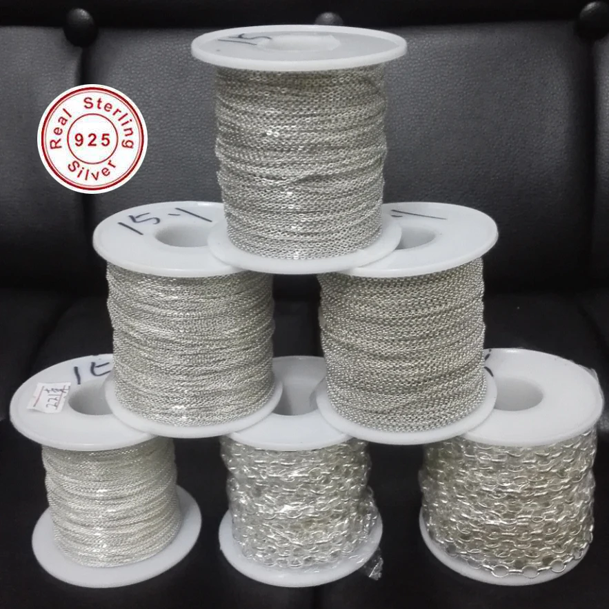 Factory Wholesale Chains by Meter Rollo Cadena Plata 925 Sterling Silver Chain Roll for Jewelry Necklace Making