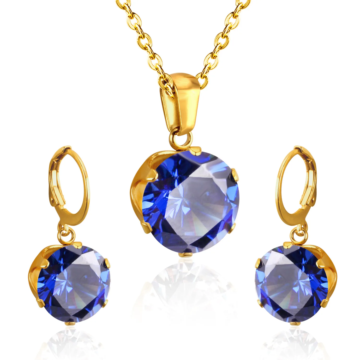 

High quality Zircon necklace and earrings jewelry sets for bridal jewelry gifts