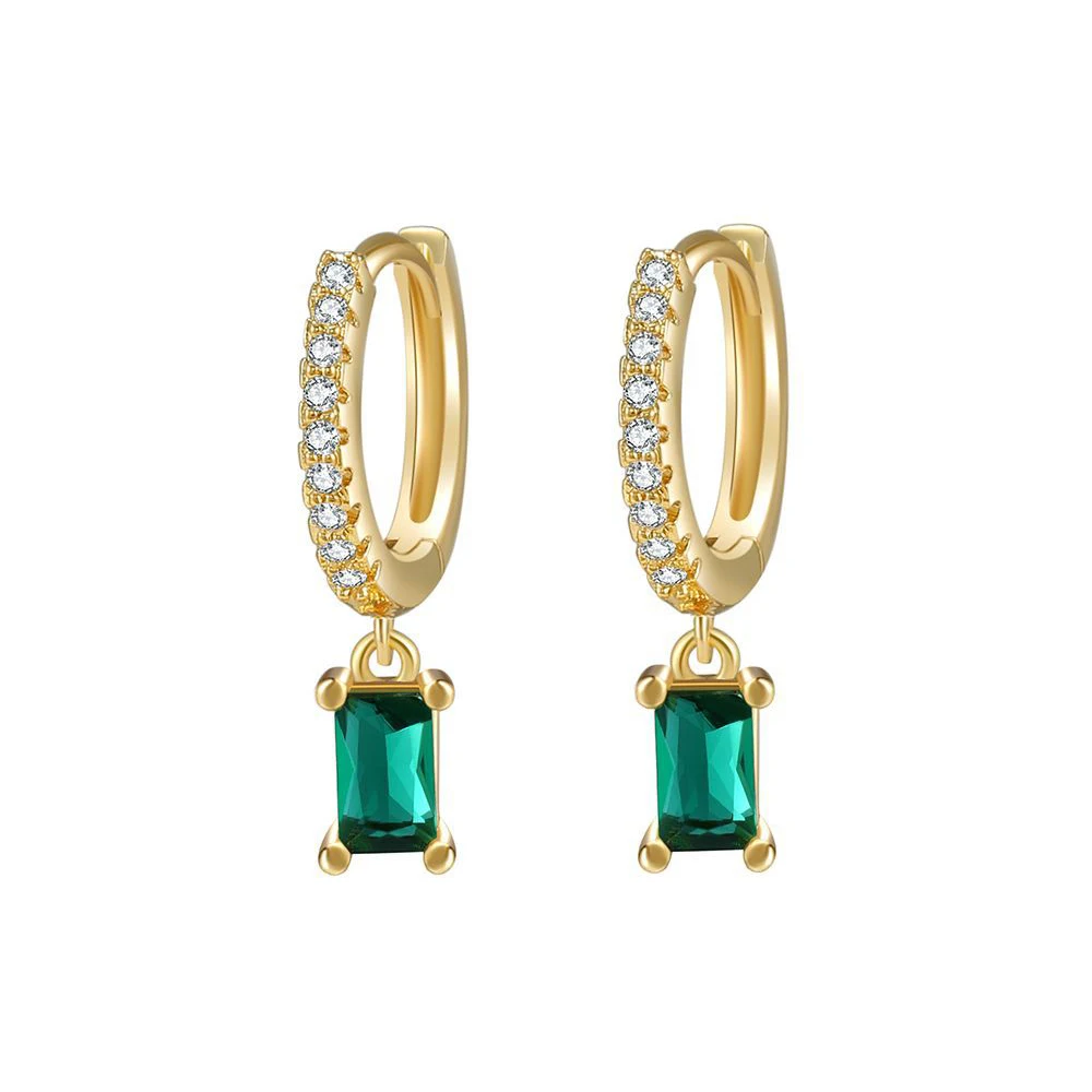 

Fashion Gold Plated Ear Buckle Zircon Earrings For Women Jewelry Rectangle Crystal Glitter Hoop Earrings