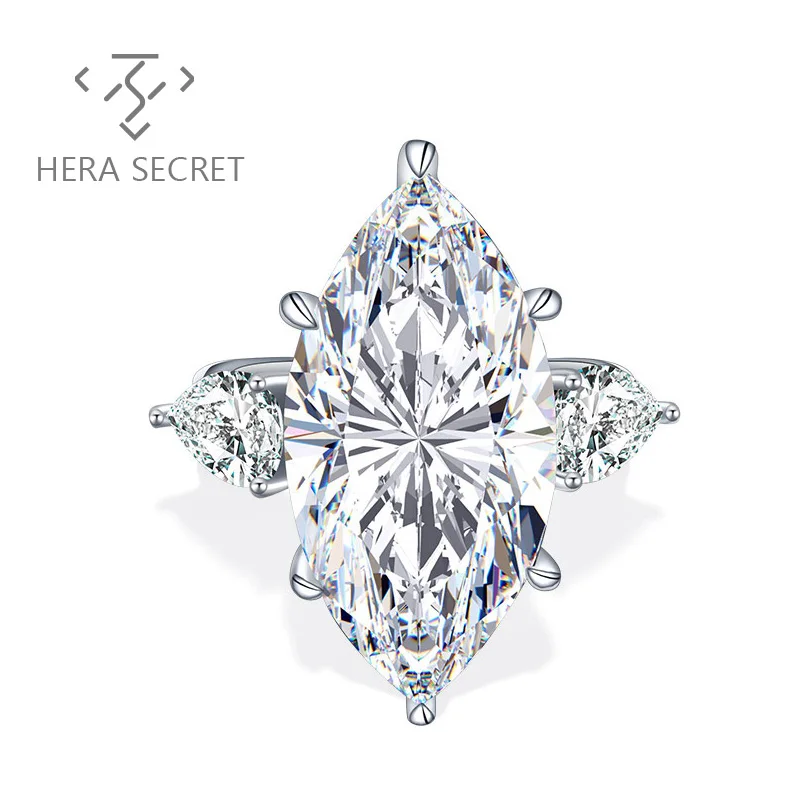 

New design natural crystal ring jewelry real diamond 16.Ct high quality blue ring, Blue white