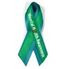 Two Color Green Teal Breast Cancer Awareness Ribbons Pin With Custom Message