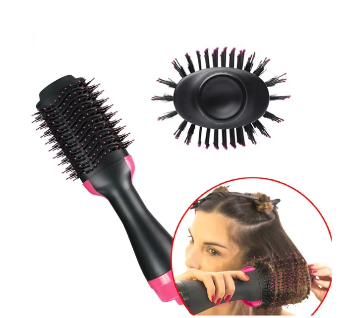 

One Step Hair Dryer , And Volumizer Hair Straightener Brush Hot Air Brush Styler One Step Hair Dryer /, Rose red