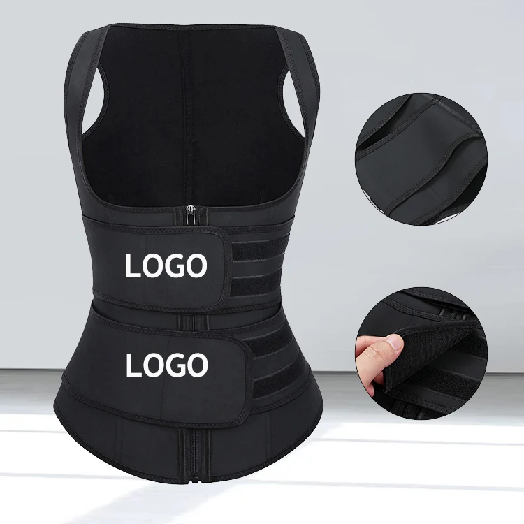 

Lover Beauty Custom Logo Adjustable Straps Latex Waist Trainer Trimmer Corset Waist Trainer Vest Private Label, Black