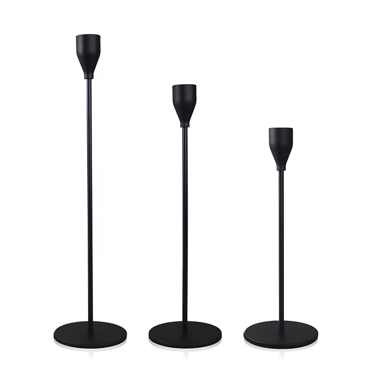 

Wedding Decorative Matte Set Of 3 Tall Candlesticks Holder Luxury Black Metal Taper Candle Holder For Indoor Outdoor