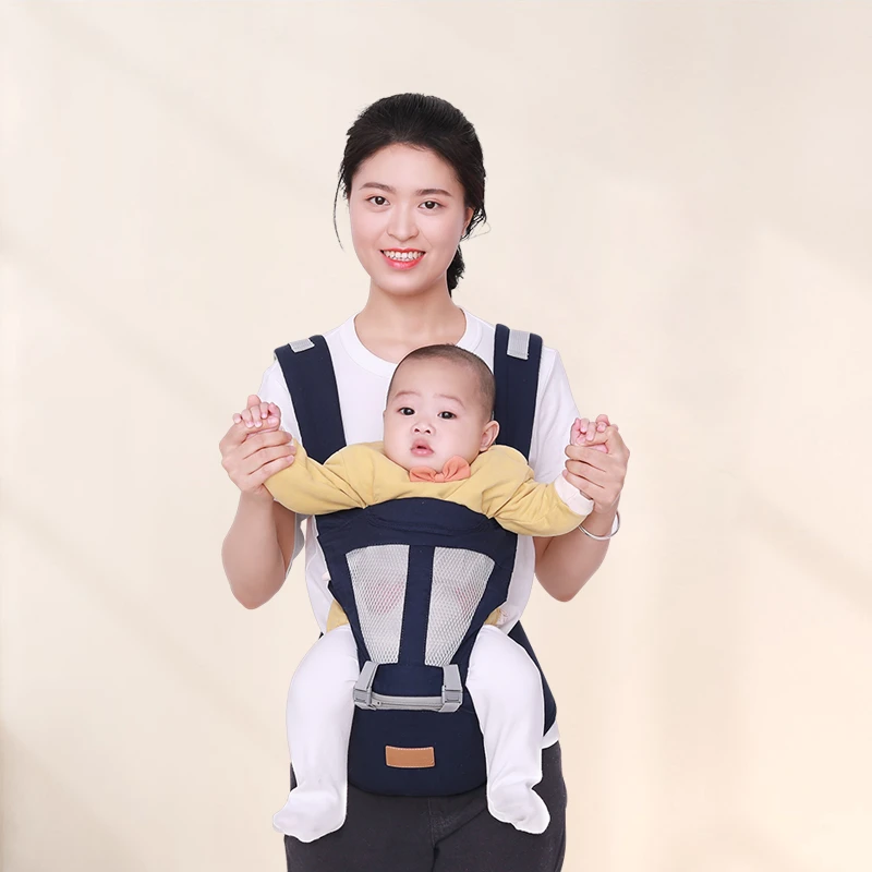 

0-36 Month ergonomic infant toddler hipseat front facing kangaroo organic sling cotton baby carrier wraps, Blue, black, pink, gray, green