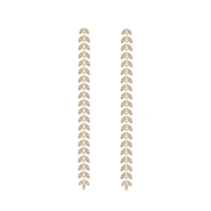 

Luxury wheat ear flower long tassel earrings woman earrings for bride wedding