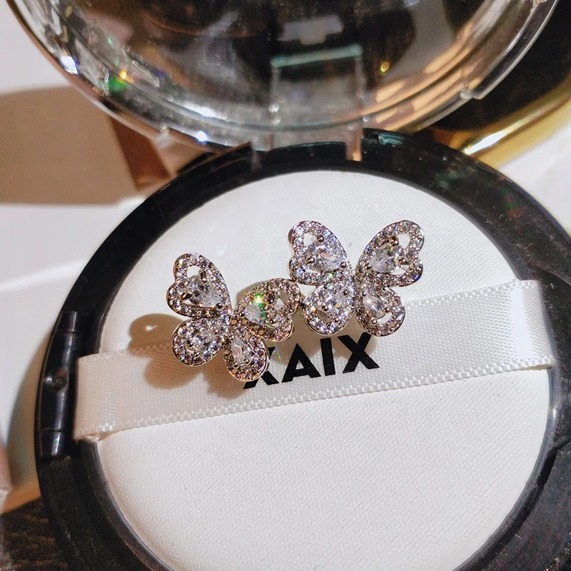 

Luxury Crystal Butterfly Earrings Full Rhinestone Colorful Stud Shining Earring Women Girls Sweet Jewelry Christmas Lover Gift